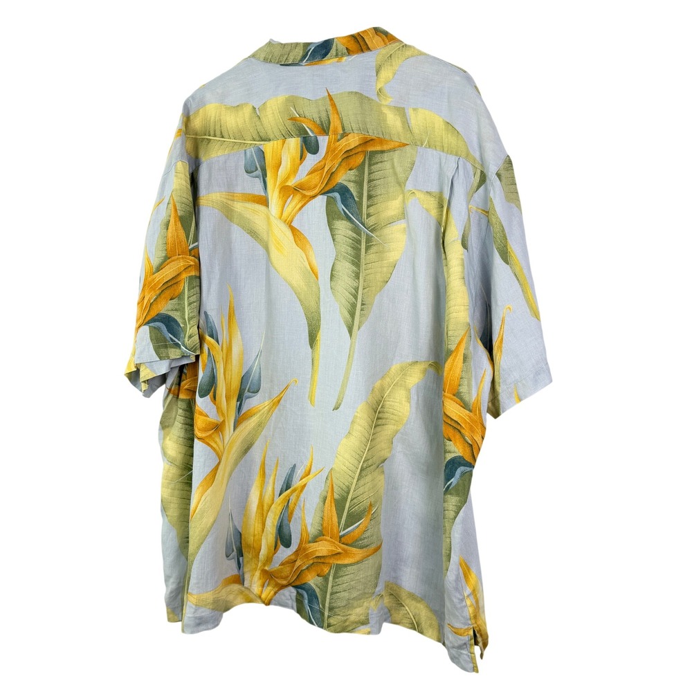 Tommy Bahama Mens XXL 100% Linen Bird of Paradise Tropical Camp Shirt Blue - Picture 5 of 12